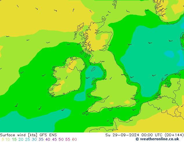 Surface wind GFS ENS Su 29.09.2024 00 UTC