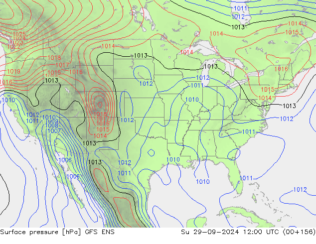 Presión superficial GFS ENS dom 29.09.2024 12 UTC