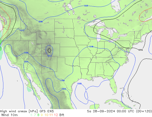 Izotacha GFS ENS so. 28.09.2024 00 UTC