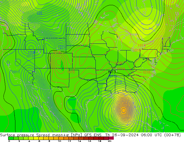 Surface pressure Spread GFS ENS Th 26.09.2024 06 UTC