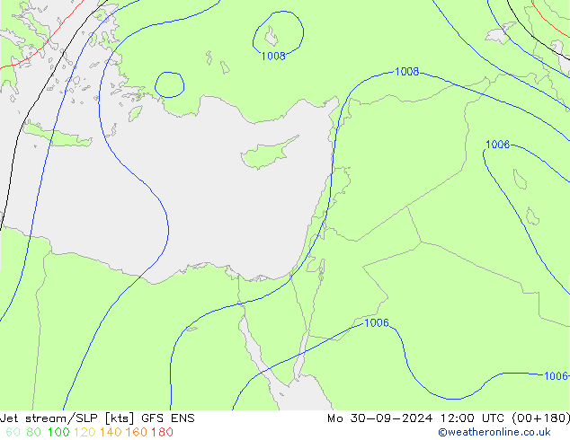 Jet stream/SLP GFS ENS Mo 30.09.2024 12 UTC