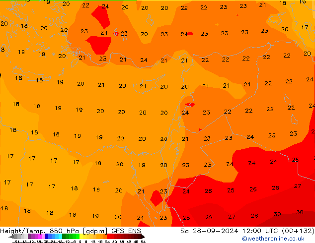 Height/Temp. 850 hPa GFS ENS sab 28.09.2024 12 UTC