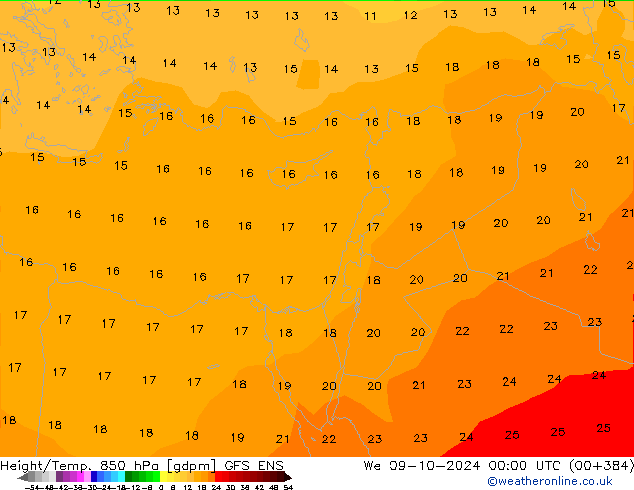 Height/Temp. 850 hPa GFS ENS  09.10.2024 00 UTC