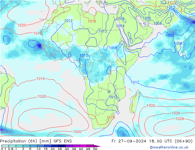 Precipitation (6h) GFS ENS Fr 27.09.2024 00 UTC