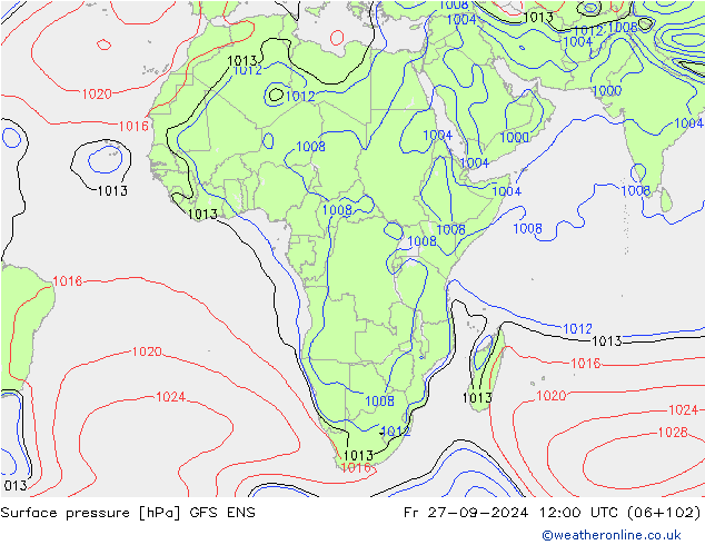 Pressione al suolo GFS ENS ven 27.09.2024 12 UTC