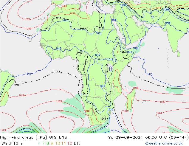 yüksek rüzgarlı alanlar GFS ENS Paz 29.09.2024 06 UTC