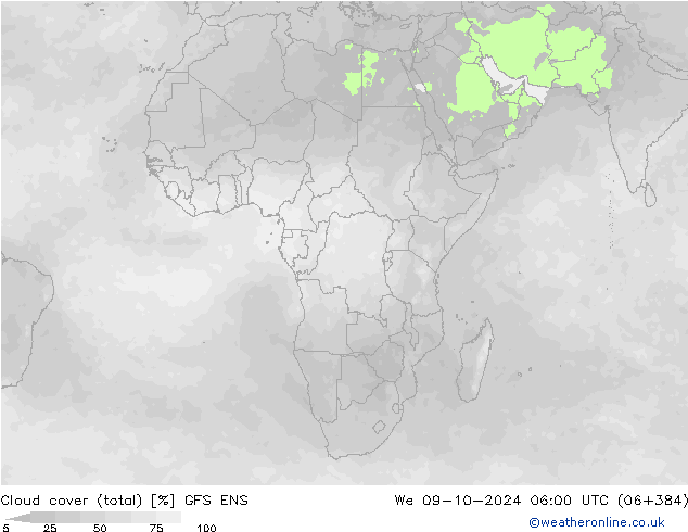 Nubes (total) GFS ENS mié 09.10.2024 06 UTC