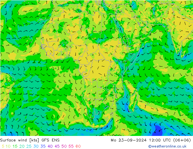 ветер 10 m GFS ENS пн 23.09.2024 12 UTC