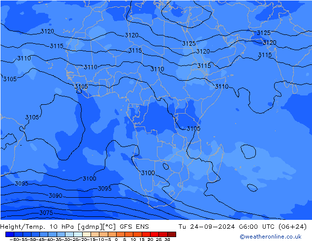 Height/Temp. 10 hPa GFS ENS Tu 24.09.2024 06 UTC