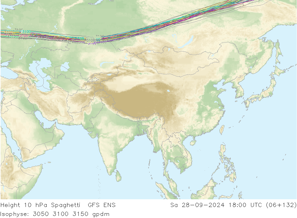 Geop. 10 hPa Spaghetti GFS ENS sáb 28.09.2024 18 UTC