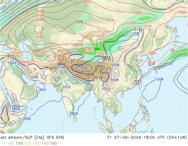 Corriente en chorro GFS ENS vie 27.09.2024 18 UTC