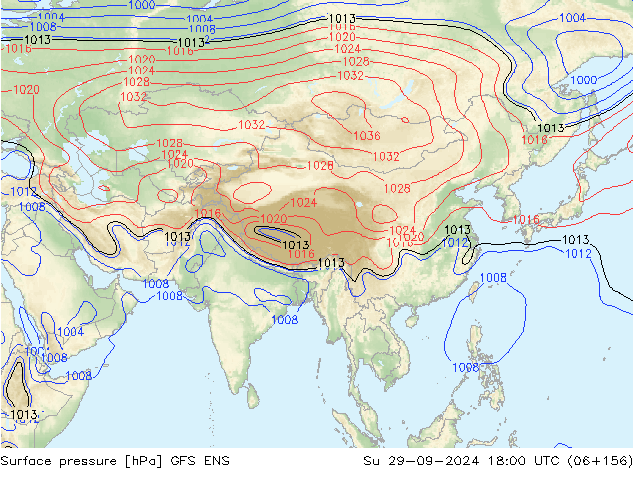 Luchtdruk (Grond) GFS ENS zo 29.09.2024 18 UTC