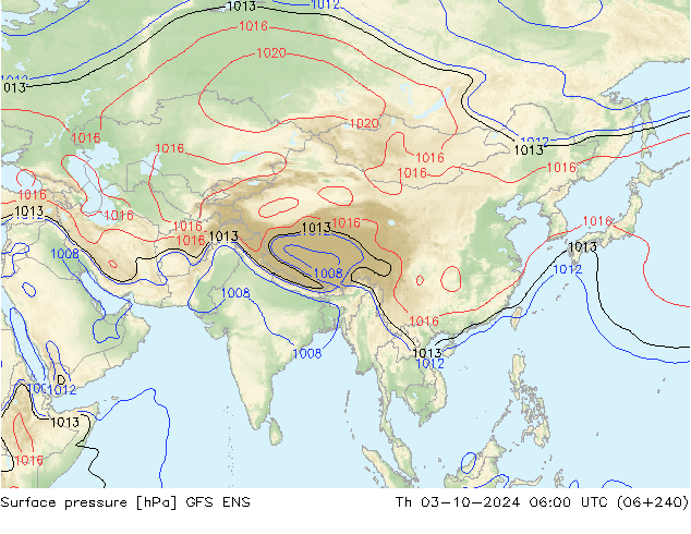 Atmosférický tlak GFS ENS Čt 03.10.2024 06 UTC