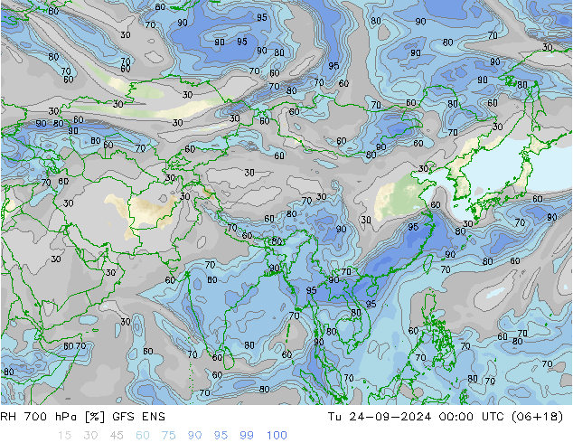 RH 700 гПа GFS ENS вт 24.09.2024 00 UTC