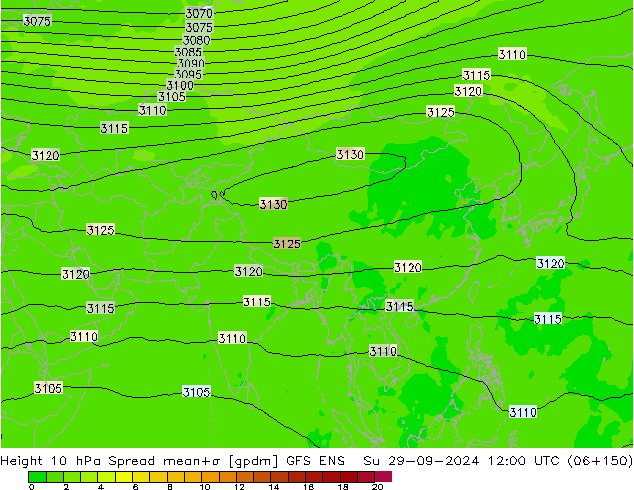 Height 10 hPa Spread GFS ENS Su 29.09.2024 12 UTC