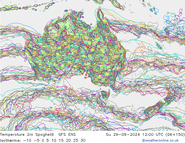 Temperature 2m Spaghetti GFS ENS Su 29.09.2024 12 UTC