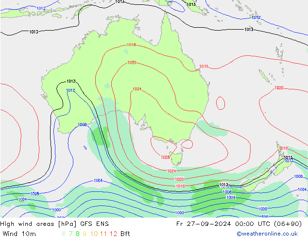 High wind areas GFS ENS Sex 27.09.2024 00 UTC