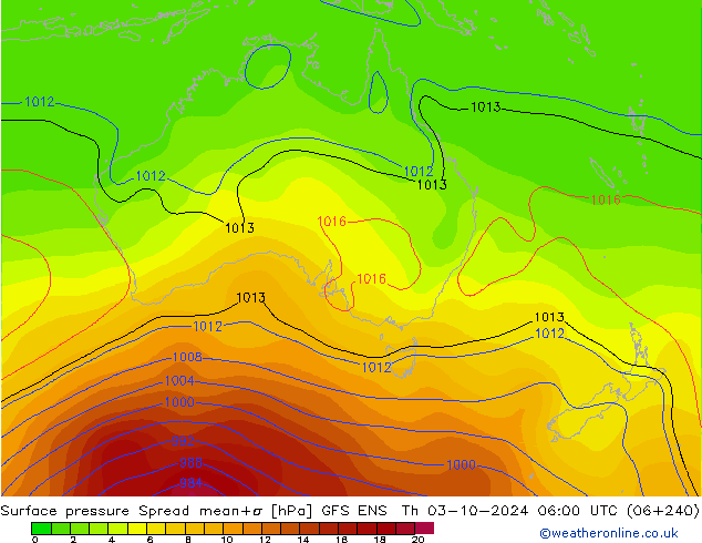 приземное давление Spread GFS ENS чт 03.10.2024 06 UTC