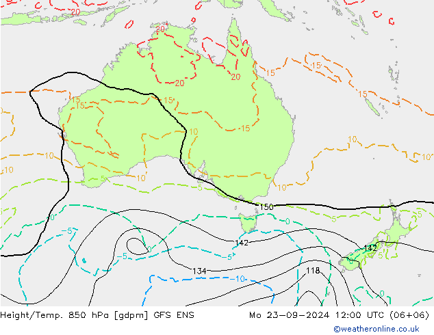 Height/Temp. 850 hPa GFS ENS lun 23.09.2024 12 UTC