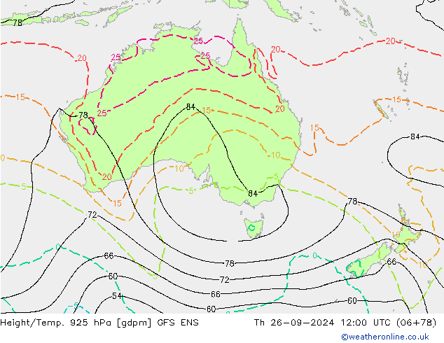 Height/Temp. 925 hPa GFS ENS gio 26.09.2024 12 UTC