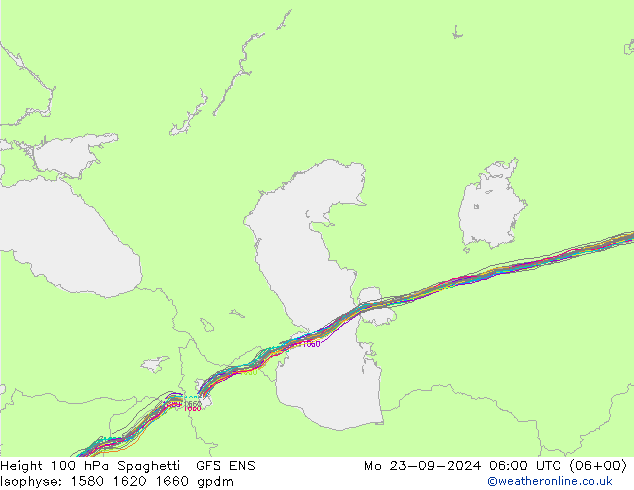 Height 100 hPa Spaghetti GFS ENS Mo 23.09.2024 06 UTC