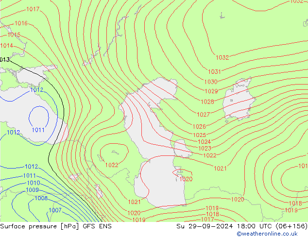 Surface pressure GFS ENS Su 29.09.2024 18 UTC