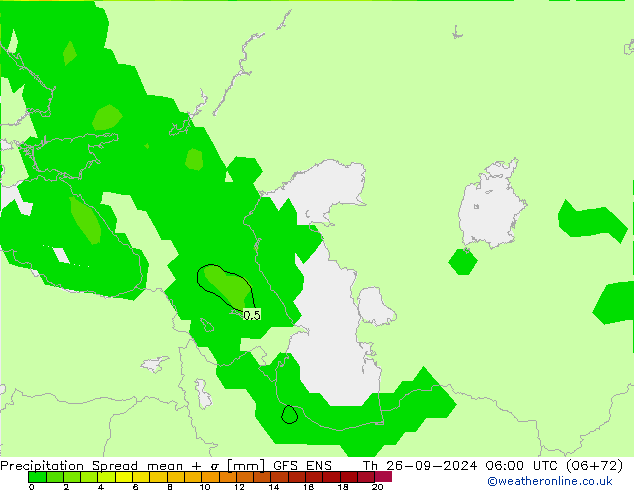 Precipitazione Spread GFS ENS gio 26.09.2024 06 UTC