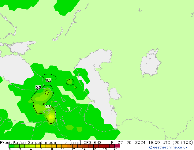 Precipitation Spread GFS ENS Fr 27.09.2024 18 UTC