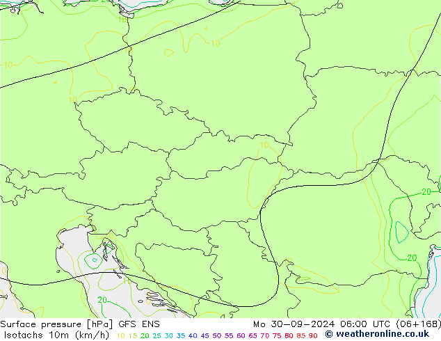 Isotachs (kph) GFS ENS Seg 30.09.2024 06 UTC