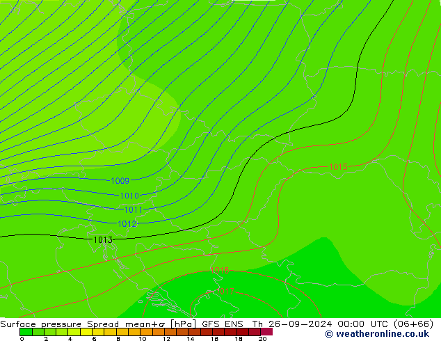 Surface pressure Spread GFS ENS Th 26.09.2024 00 UTC