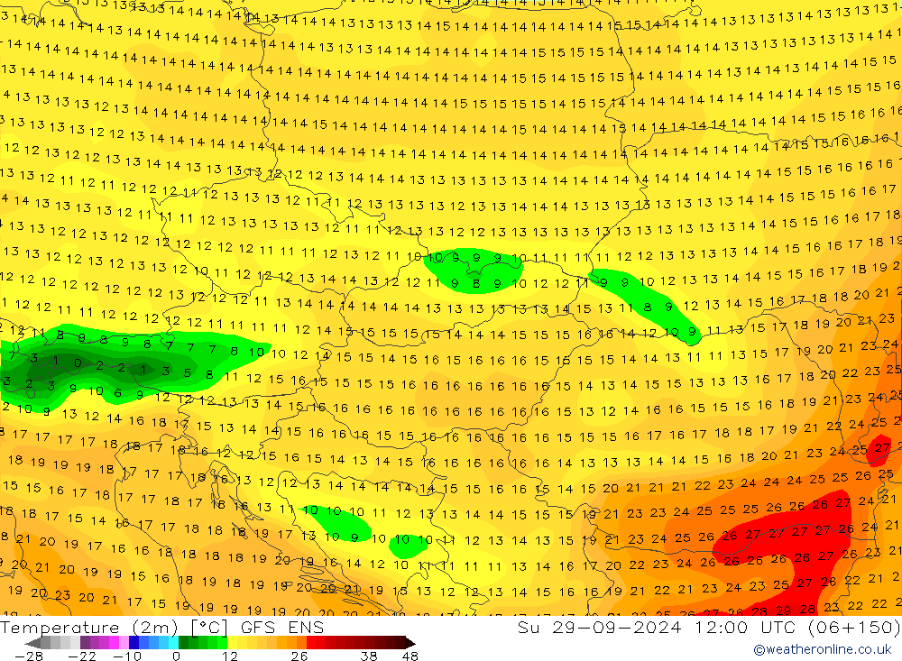 Temperature (2m) GFS ENS Su 29.09.2024 12 UTC