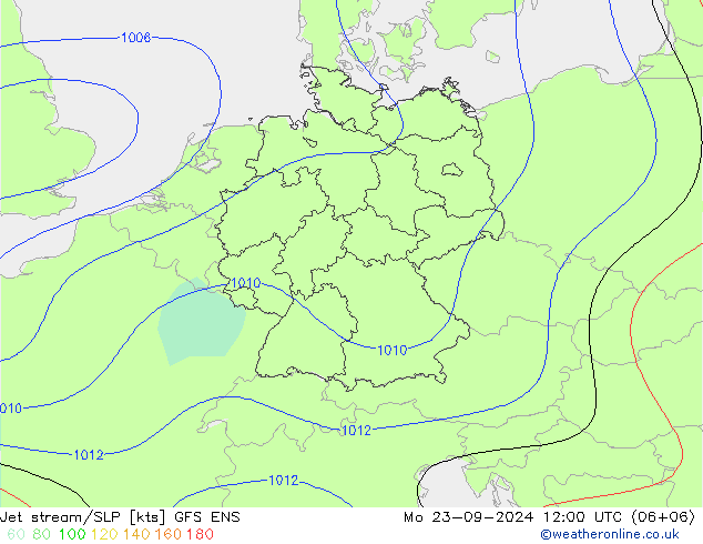 Jet stream/SLP GFS ENS Mo 23.09.2024 12 UTC