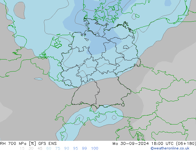 RH 700 hPa GFS ENS Mo 30.09.2024 18 UTC