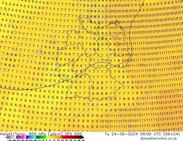 Height/Temp. 850 hPa GFS ENS Tu 24.09.2024 06 UTC