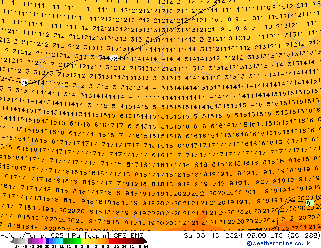 Height/Temp. 925 hPa GFS ENS Sa 05.10.2024 06 UTC