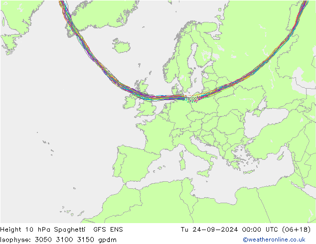 Height 10 гПа Spaghetti GFS ENS вт 24.09.2024 00 UTC