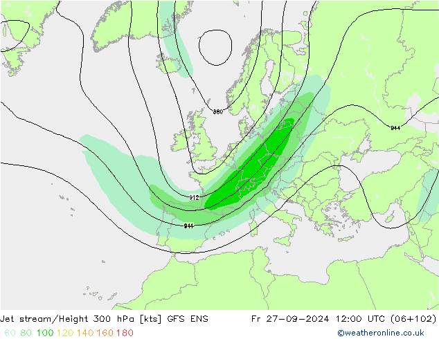 Jet stream GFS ENS Sex 27.09.2024 12 UTC