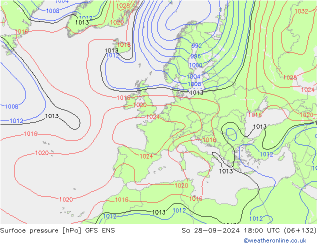 Surface pressure GFS ENS Sa 28.09.2024 18 UTC