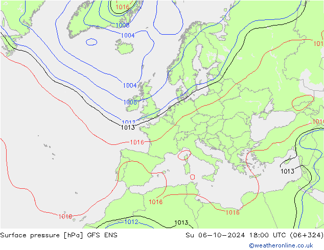 Surface pressure GFS ENS Su 06.10.2024 18 UTC