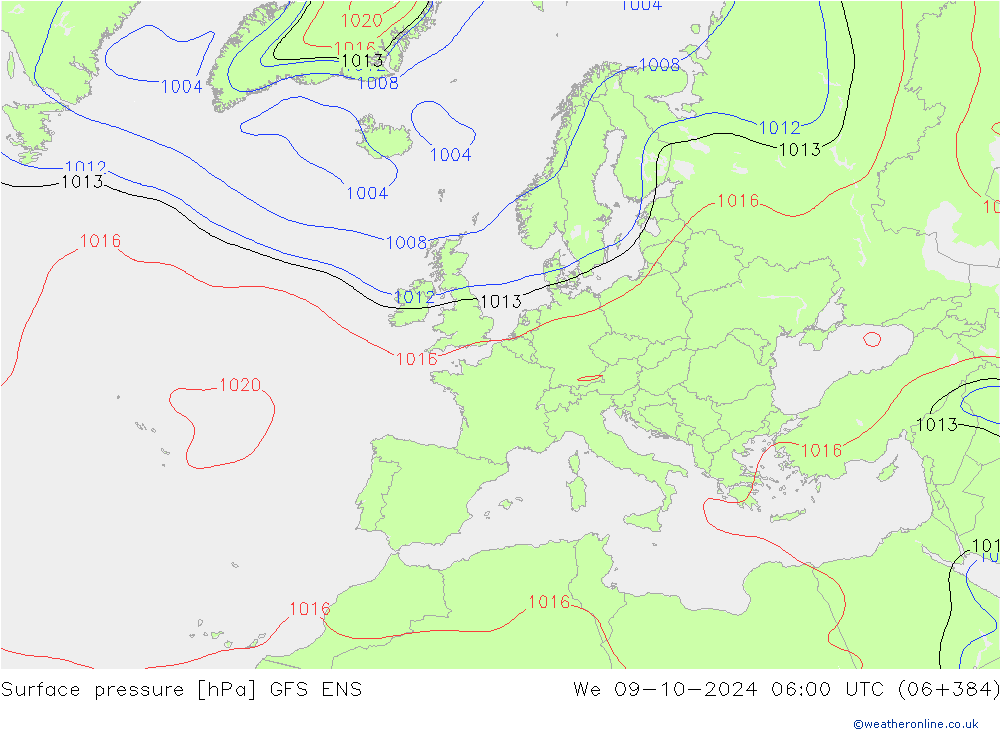 Surface pressure GFS ENS We 09.10.2024 06 UTC