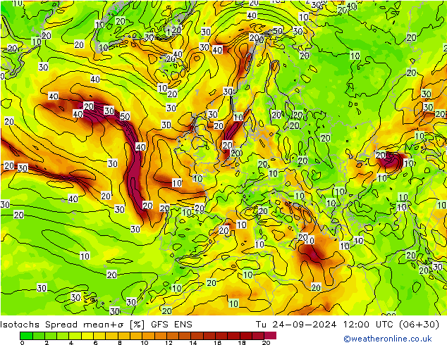 Isotachs Spread GFS ENS Tu 24.09.2024 12 UTC