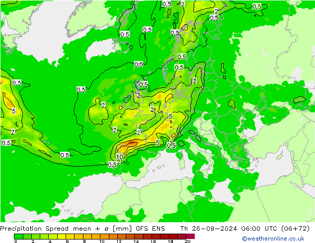 precipitação Spread GFS ENS Qui 26.09.2024 06 UTC