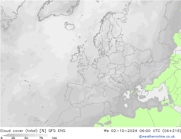 Wolken (gesamt) GFS ENS Mi 02.10.2024 06 UTC