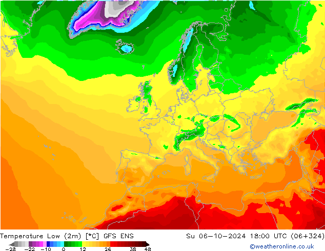 Temp. minima (2m) GFS ENS dom 06.10.2024 18 UTC