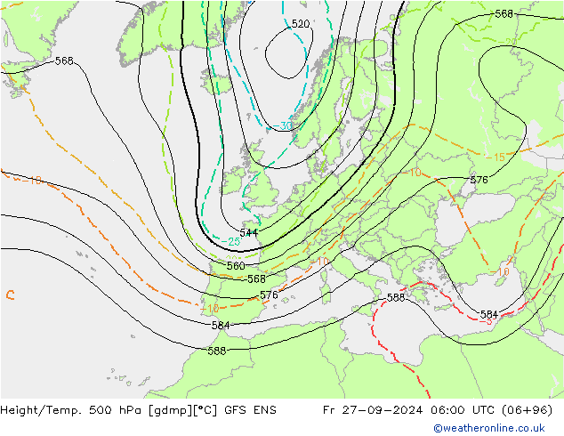 Height/Temp. 500 hPa GFS ENS Fr 27.09.2024 06 UTC