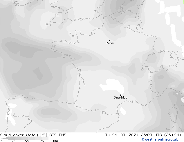 Wolken (gesamt) GFS ENS Di 24.09.2024 06 UTC