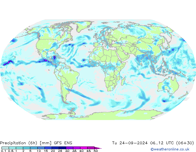 Precipitation (6h) GFS ENS Tu 24.09.2024 12 UTC