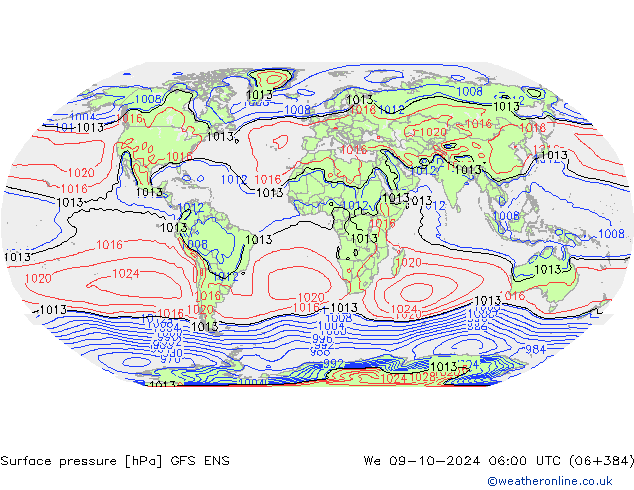 pressão do solo GFS ENS Qua 09.10.2024 06 UTC