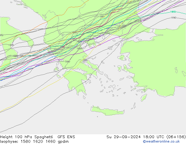 Height 100 hPa Spaghetti GFS ENS Su 29.09.2024 18 UTC