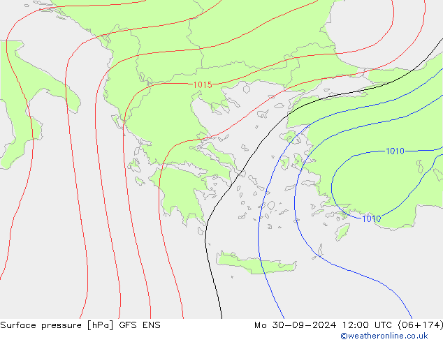 Presión superficial GFS ENS lun 30.09.2024 12 UTC